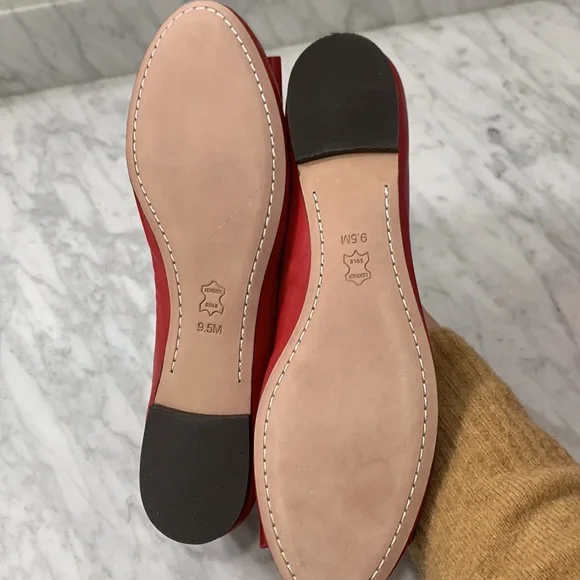 Tory Burch Red Flats with Gold Accents New never worn - Picture 9 of 11